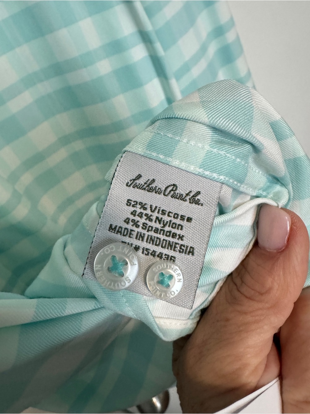 Southern Point Co Bermuda Plaid Pool Water Stretch Button Down Shirt Men’s L NWT - Picture 4 of 4